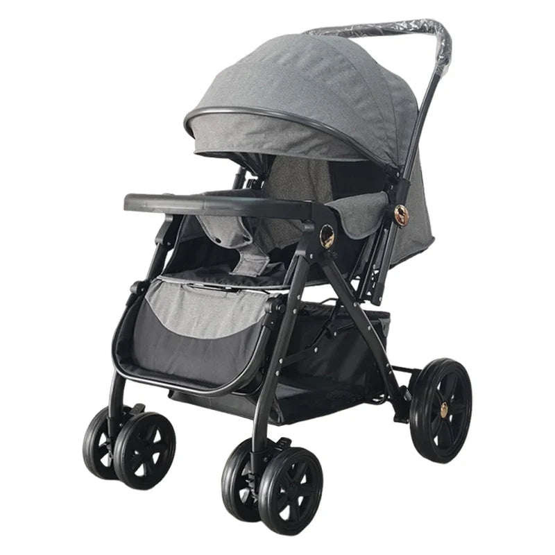 HKM-385299 Bidirectional Navy Blue Baby Stroller for Newborns - Portable Push Chair for Children