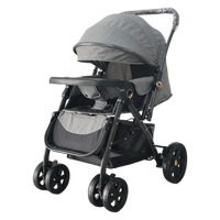 HKM-385299 Bidirectional Navy Blue Baby Stroller for Newborns - Portable Push Chair for Children