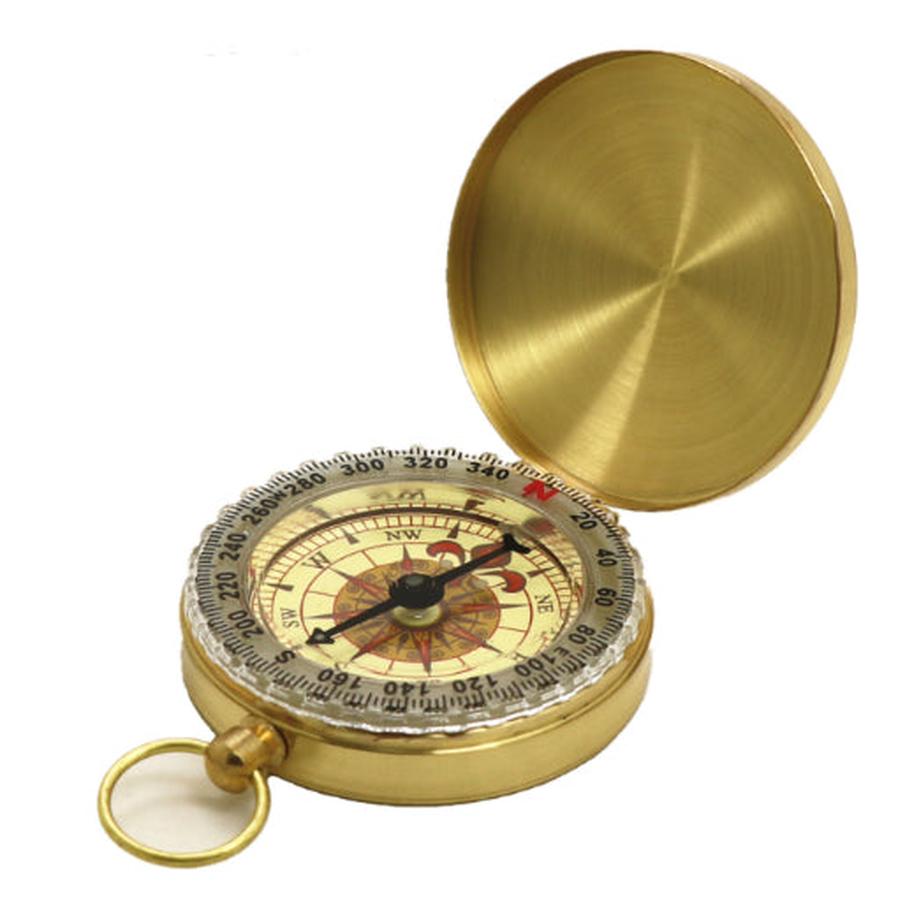 HKM-385299 Copper Pocket Compass with Metal Flip Design for Outdoor Navigation