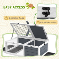 HKM-3854013 Spacious Tortoise Habitat with Lamp Holder, Double Tray, and Hide Box