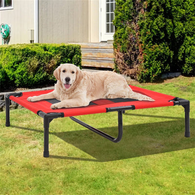 HKM-3854781 Elevated Dog Bed with Durable Steel Frame and Breathable Mesh Fabric - Ideal for Large Dogs