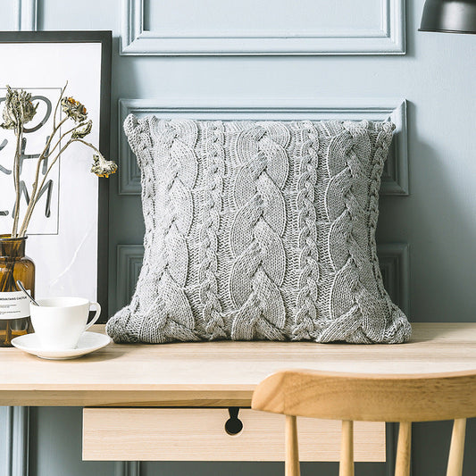 HKM-385491 Handmade 45x45cm Cozy Gray Acrylic Cushion Cover