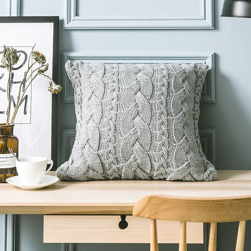 HKM-385491 Handmade 45x45cm Cozy Gray Acrylic Cushion Cover