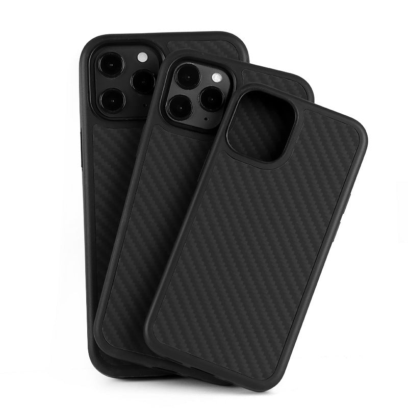 HKM-385491 Wooden Back Cover for iPhone 12 - TPU & Kevlar Material, Solid Color, Fashionable Design
