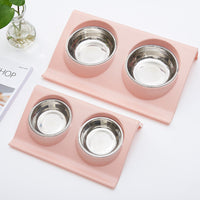 HKM-3856317 Stainless Steel Double Pet Bowl with Anti-Spatter Design - Easy to Clean and Eco-Friendly
