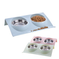 HKM-3856317 Stainless Steel Double Pet Bowl with Anti-Spatter Design - Easy to Clean and Eco-Friendly