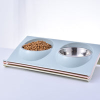 HKM-3856317 Stainless Steel Double Pet Bowl with Anti-Spatter Design - Easy to Clean and Eco-Friendly