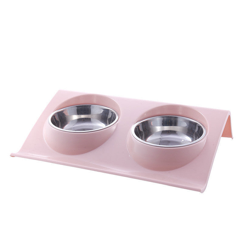 HKM-3856317 Stainless Steel Double Pet Bowl with Anti-Spatter Design - Easy to Clean and Eco-Friendly