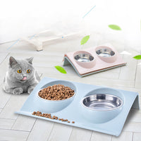 HKM-3856317 Stainless Steel Double Pet Bowl with Anti-Spatter Design - Easy to Clean and Eco-Friendly