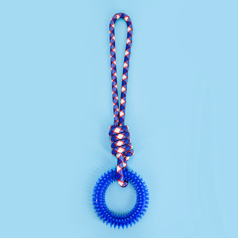 HKM-3857597 Durable Braided Rope Toy for Dogs - Colorful Puppy Knot with Self-Relief Feature (43CM x 11CM, 166g)