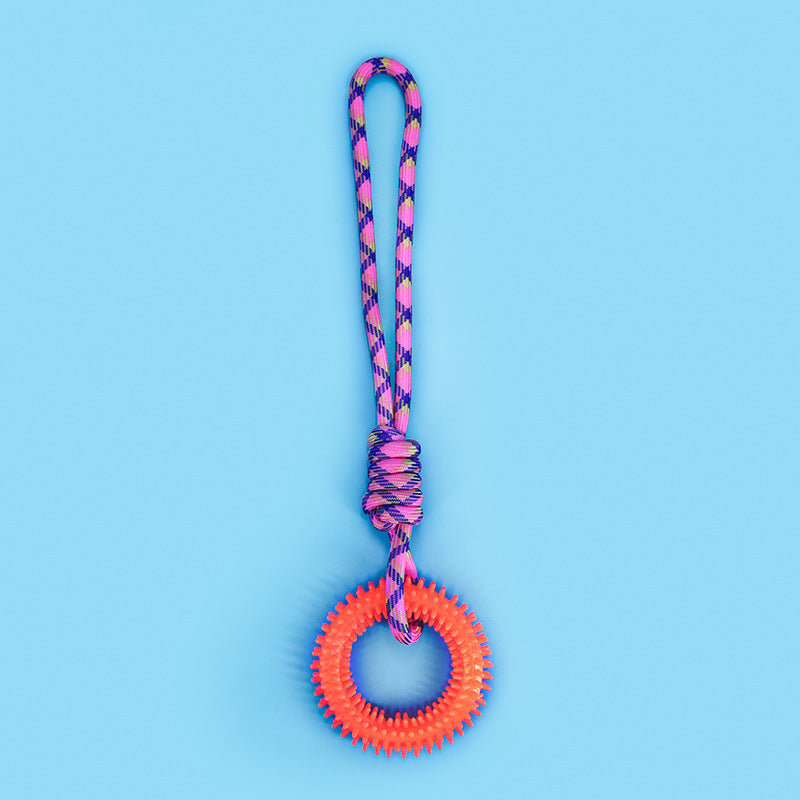 HKM-3857597 Durable Braided Rope Toy for Dogs - Colorful Puppy Knot with Self-Relief Feature (43CM x 11CM, 166g)
