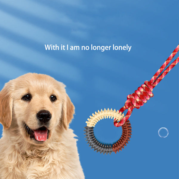 HKM-3857597 Durable Braided Rope Toy for Dogs - Colorful Puppy Knot with Self-Relief Feature (43CM x 11CM, 166g)