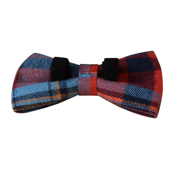 HKM-3858109 Velvet Plaid Dog Collar with Alloy Buckle - Cotton Fabric, Sizes S to XL