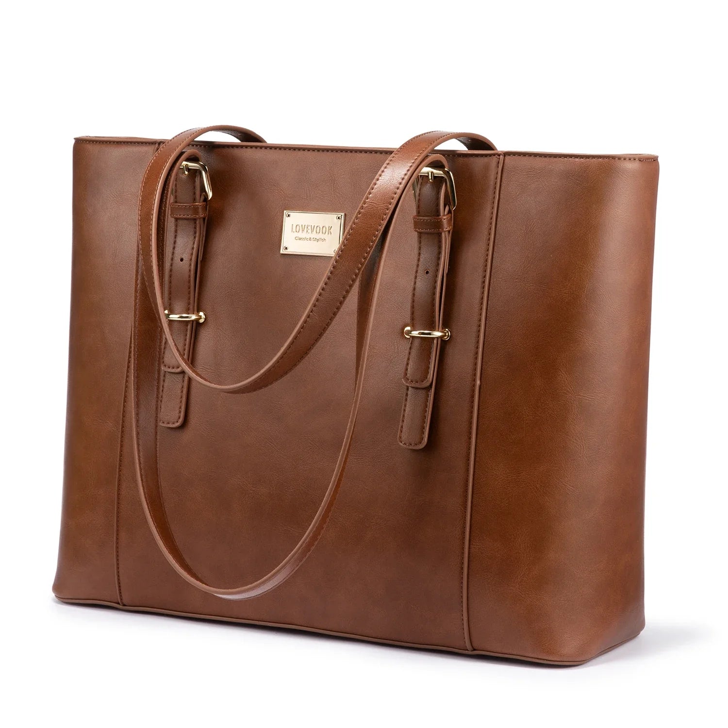 HKM-385811 Spacious PU Leather Laptop Handbag for Women - 15.6 Inch Office Tote Bag with Shoulder Strap