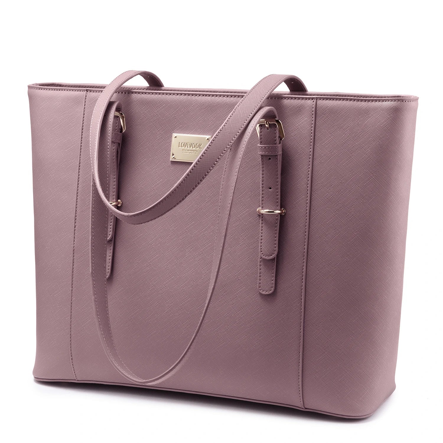 HKM-385811 Spacious PU Leather Laptop Handbag for Women - 15.6 Inch Office Tote Bag with Shoulder Strap