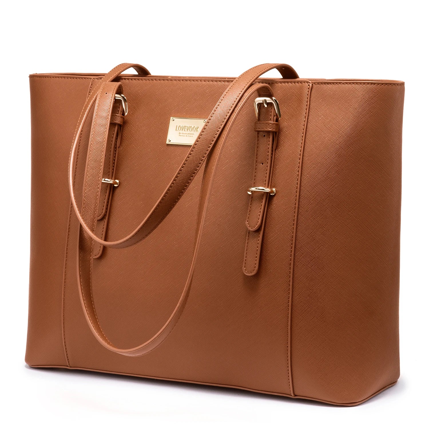 HKM-385811 Spacious PU Leather Laptop Handbag for Women - 15.6 Inch Office Tote Bag with Shoulder Strap