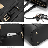 HKM-385811 Spacious PU Leather Laptop Handbag for Women - 15.6 Inch Office Tote Bag with Shoulder Strap