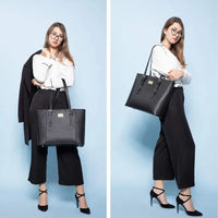 HKM-385811 Spacious PU Leather Laptop Handbag for Women - 15.6 Inch Office Tote Bag with Shoulder Strap