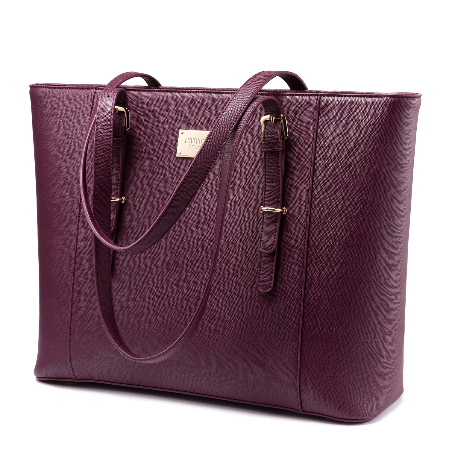 HKM-385811 Spacious PU Leather Laptop Handbag for Women - 15.6 Inch Office Tote Bag with Shoulder Strap