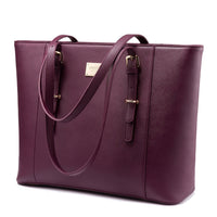 HKM-385811 Spacious PU Leather Laptop Handbag for Women - 15.6 Inch Office Tote Bag with Shoulder Strap