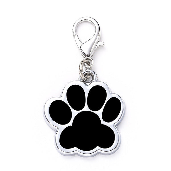HKM-3858749 Glitter Paw Print Zinc Alloy Dog Tag - Multi-Color Engravable Pet ID Tag