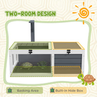 HKM-3859773 Wooden Tortoise Habitat with Lamp Holder and Easy-Clean Design, Gray