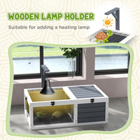 HKM-3859773 Wooden Tortoise Habitat with Lamp Holder and Easy-Clean Design, Gray