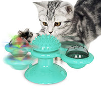 HKM-3859901 Lucky Cat Tumbler Toy with Suction Cup Pinwheel - Engaging Educational Cat Playtime Artifact