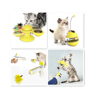 HKM-3859901 Lucky Cat Tumbler Toy with Suction Cup Pinwheel - Engaging Educational Cat Playtime Artifact