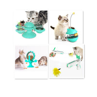 HKM-3859901 Lucky Cat Tumbler Toy with Suction Cup Pinwheel - Engaging Educational Cat Playtime Artifact