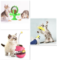 HKM-3859901 Lucky Cat Tumbler Toy with Suction Cup Pinwheel - Engaging Educational Cat Playtime Artifact