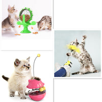 HKM-3859901 Lucky Cat Tumbler Toy with Suction Cup Pinwheel - Engaging Educational Cat Playtime Artifact