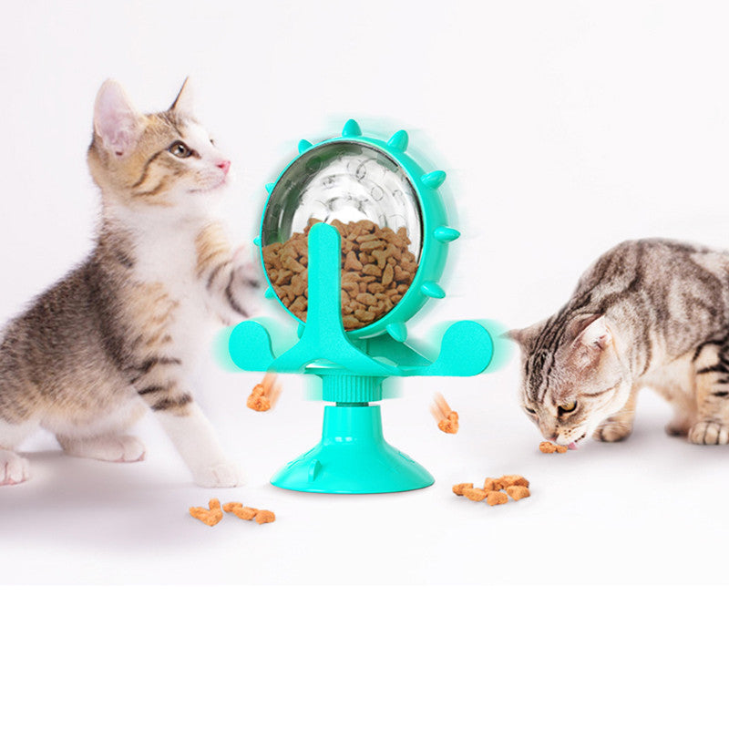 HKM-3859901 Lucky Cat Tumbler Toy with Suction Cup Pinwheel - Engaging Educational Cat Playtime Artifact