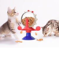 HKM-3859901 Lucky Cat Tumbler Toy with Suction Cup Pinwheel - Engaging Educational Cat Playtime Artifact