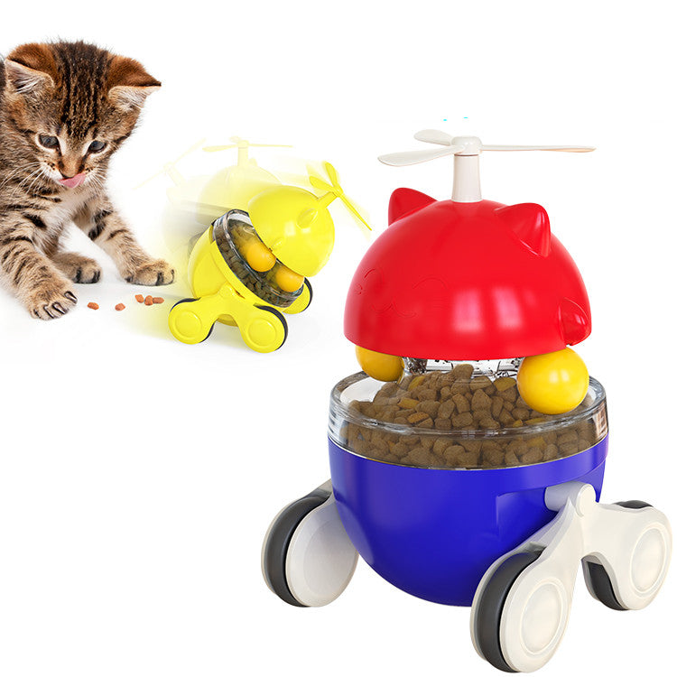 HKM-3859901 Lucky Cat Tumbler Toy with Suction Cup Pinwheel - Engaging Educational Cat Playtime Artifact