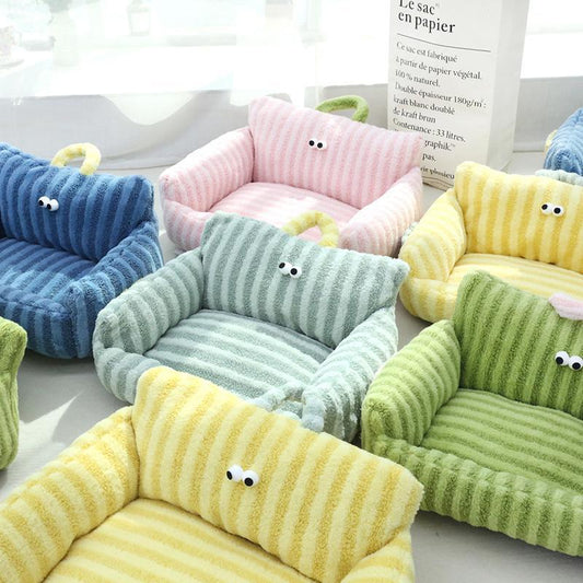 HKM-3860157 Cozy Striped Nest Sofa for Small Dogs ¨C Blue, Warm Yellow, Pink, Grass Green Options