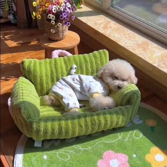 HKM-3860157 Cozy Striped Nest Sofa for Small Dogs ¨C Blue, Warm Yellow, Pink, Grass Green Options
