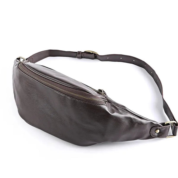 HKM-386131 Casual Outdoor Men's Crossbody Chest Bag in Waxed Canvas and Leather