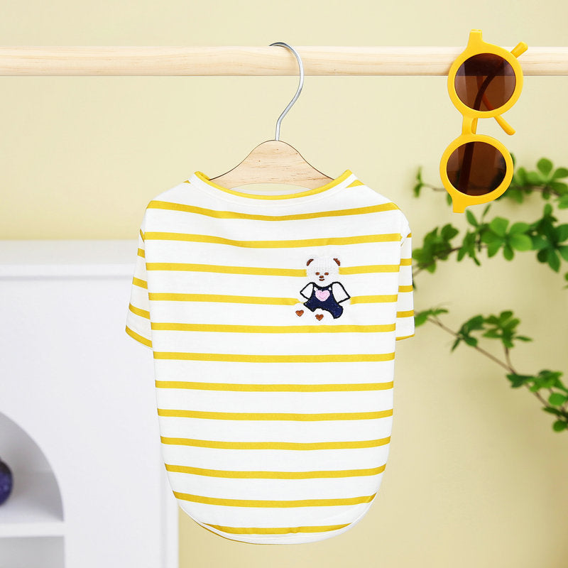 HKM-3861693 Pomeranian Teddy Bear T-Shirt for Small Dogs in Yellow, Black, Green - Casual Comfort