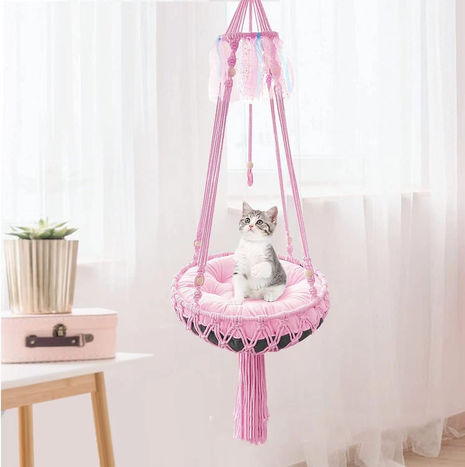 HKM-3863485 Cozy Cat Hammock Nest - Durable Cotton Thread Swing in Multiple Sizes
