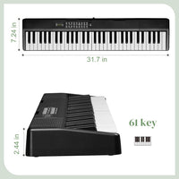 HKM-386515 61-Key Portable Folding Electronic Keyboard in Black