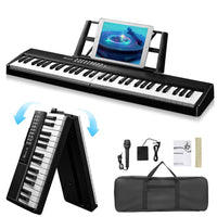 HKM-386515 61-Key Portable Folding Electronic Keyboard in Black