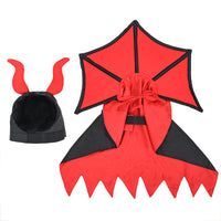 HKM-3866045 Pet Halloween Vampire Cloak and Hat Set in Black, Casual Polyester Outfit