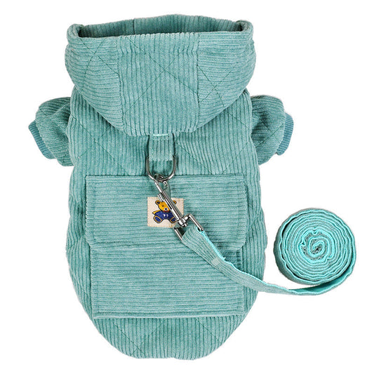 HKM-3866301 Warm Cotton Coat for Pets with Backpack and Traction Rope - Sizes S to XXL