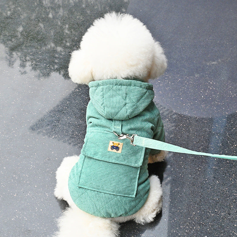 HKM-3866301 Warm Cotton Coat for Pets with Backpack and Traction Rope - Sizes S to XXL