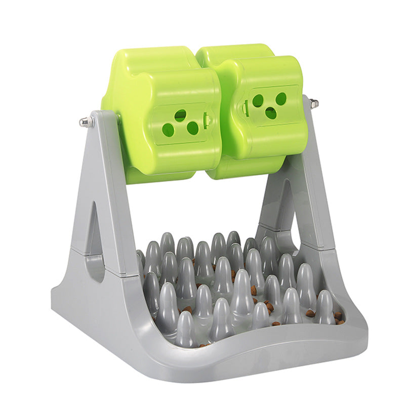 HKM-3866685 Interactive Roller Food Dispenser Toy for Cats and Dogs - Gray and Green Leaky Toy