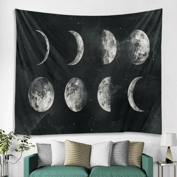 HKM-386963 Moon Map Tapestry - Multifunctional Polyester Fiber Wall Decor and Sitting Blanket