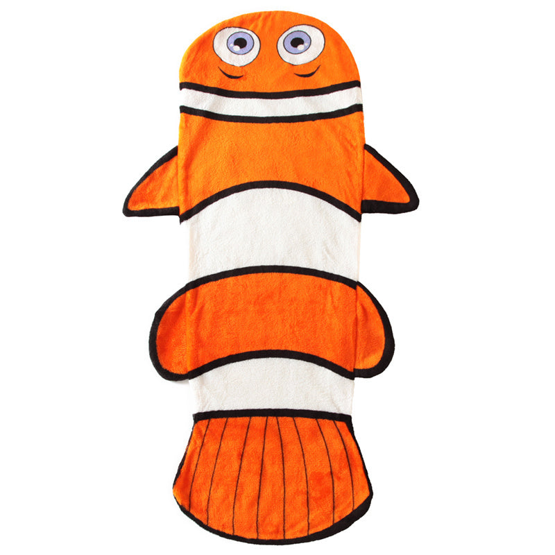 HKM-387091 Infant Soft Coral Pattern Cartoon Clown Fish Plush Sleeping Bag with Anti-Kick Design