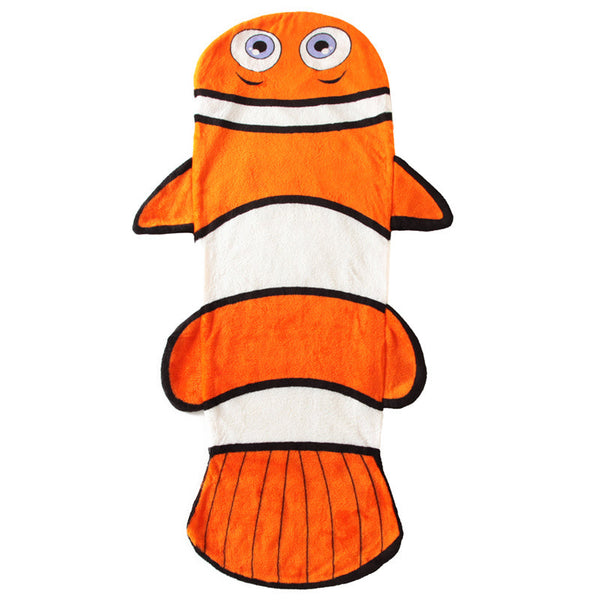 HKM-387091 Infant Soft Coral Pattern Cartoon Clown Fish Plush Sleeping Bag with Anti-Kick Design