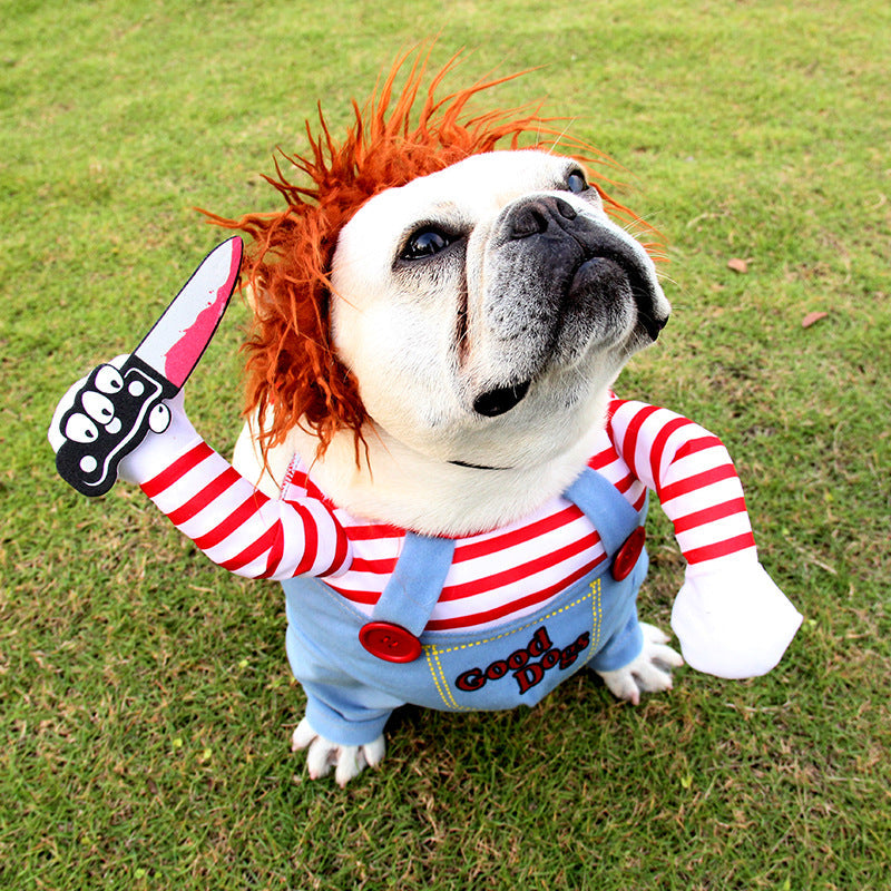 HKM-3871805 Adjustable Funny Halloween Dog Costume with Wig and Accessory for Parties